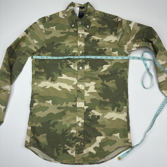 J. Crew Men's NWT Green Camo Button Down Slim-Fit Flex Long Sleeve Shirt XS/C36 - Picture 9 of 11